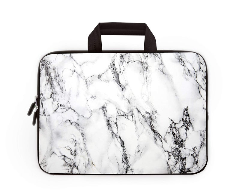 11" 11.6" 12" 12.1" 12.5" inch Laptop Carrying Bag Chromebook Case Notebook Ultrabook Bag Tablet Cover Neoprene Sleeve Fit Apple Macbook Air Samsung Google Acer HP DELL Lenovo Asus (White Marble)